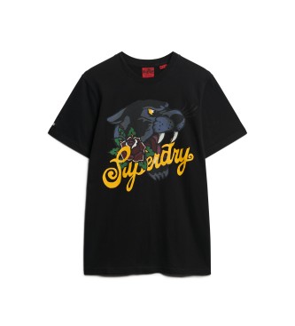 Superdry T-shirt con motivo tatuaggio Script nero