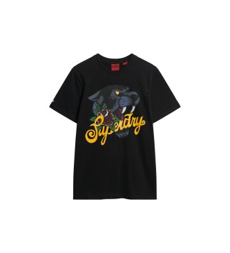 Superdry T-shirt com motivo de tatuagem Script preto