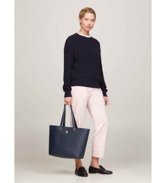 Tommy Hilfiger Borsa shopper Tote con stemma blu scuro