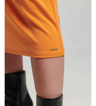 Superdry Vestido midi de punto con escote cuadrado naranja