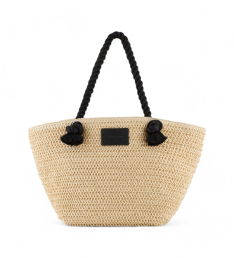 Emporio Armani Beige geflochtene Shopper-Tasche fr den Strand