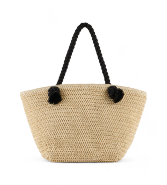 Emporio Armani Beige geflochtene Shopper-Tasche fr den Strand