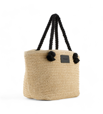 Emporio Armani Beige geflochtene Shopper-Tasche fr den Strand