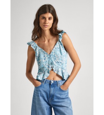 Pepe Jeans Top de linho Emilia Blue