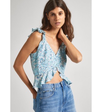 Pepe Jeans Top de linho Emilia Blue