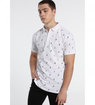 Six Valves Polo Pique Mini Print blanco 