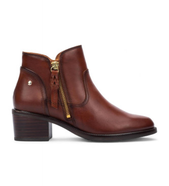 Pikolinos Bacarot brown leather high heel ankle boots