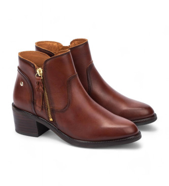 Pikolinos Bacarot brown leather high heel ankle boots