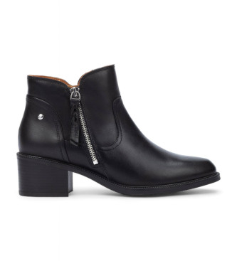 Pikolinos Black Bacarot leather ankle boots with heels