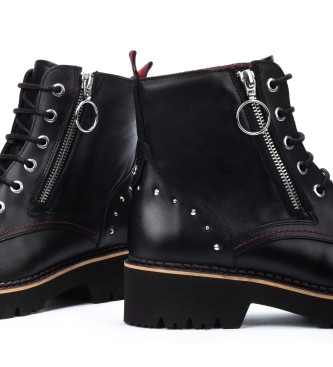 Pikolinos Botins em pele Vicar preto