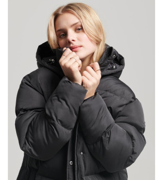 Superdry Long quilted coat with black hood