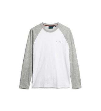 Superdry T-shirt da baseball bianca essenziale a maniche lunghe