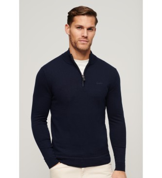 Superdry Pull en cachemire col Baker et bleu marine