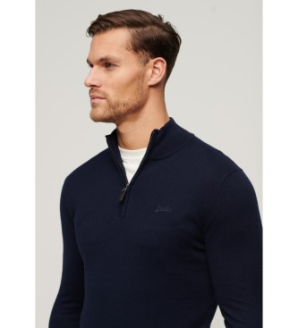 Superdry Pull en cachemire col Baker et bleu marine