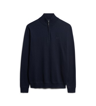 Superdry Pull en cachemire col Baker et bleu marine