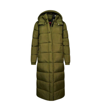 Superdry Ripstop quilted long coat green