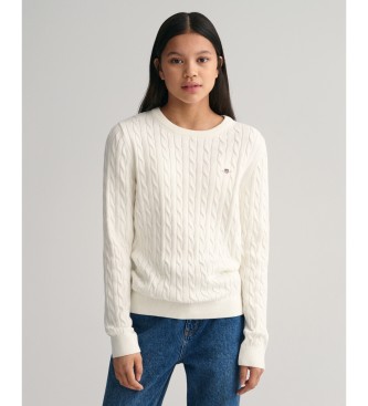 Gant Pull en coton tricot Shield Teen blanc