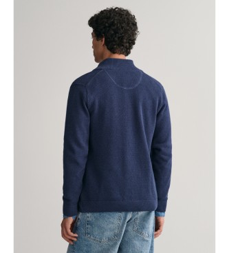 Gant Cardigan en piqu de coton avec fermeture clair marine