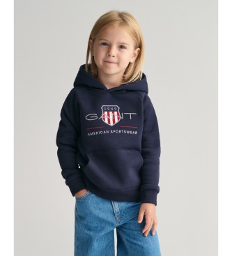 Gant Felpa con cappuccio blu scuro per bambini Archive Shield