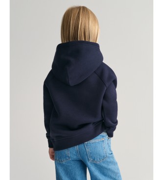 Gant Felpa con cappuccio blu scuro per bambini Archive Shield