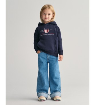 Gant Felpa con cappuccio blu scuro per bambini Archive Shield