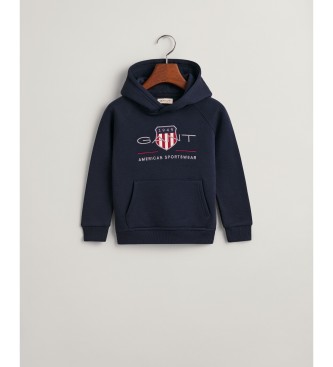 Gant Felpa con cappuccio blu scuro per bambini Archive Shield