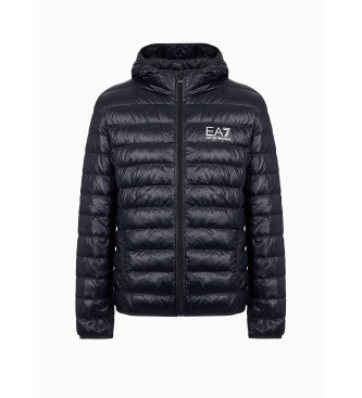 EA7 Core Identity foldable quilted jacket with navy hood