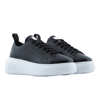 Armani Exchange Solide lder-sneakers i sort