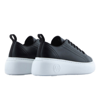 Armani Exchange Baskets en cuir solide noir