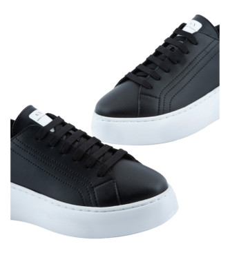 Armani Exchange Solide lder-sneakers i sort