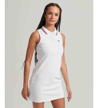 Superdry Vestido tipo polo sin mangas blanco