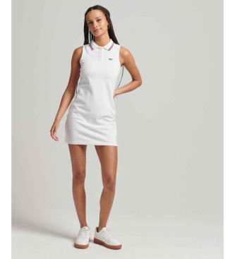 Superdry Vestido tipo polo sin mangas blanco