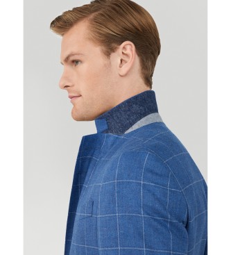 Hackett London Blazer Zijde Wl Wpane blauw