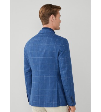 Hackett London Blazer Zijde Wl Wpane blauw