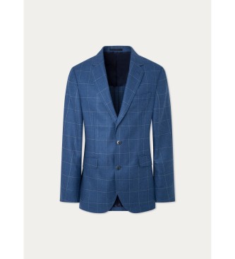 Hackett London Blazer Silk Wl Wpane blue