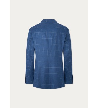 Hackett London Blazer Zijde Wl Wpane blauw