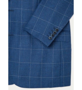 Hackett London Blazer Zijde Wl Wpane blauw