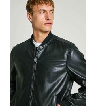 Pepe Jeans Leather jacket Torno black