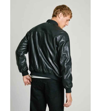 Pepe Jeans Leather jacket Torno black