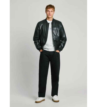 Pepe Jeans Leather jacket Torno black