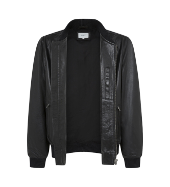 Pepe Jeans Leather jacket Torno black