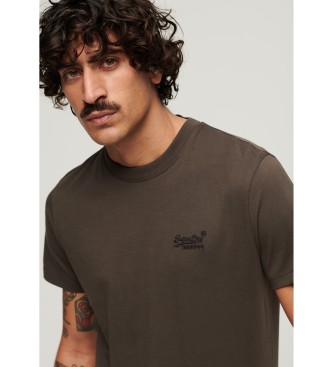 Superdry T-shirt med brunt broderet Essential-logo