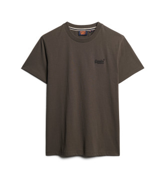 Superdry T-shirt med brunt broderet Essential-logo