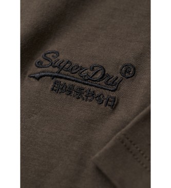 Superdry T-shirt med brunt broderet Essential-logo