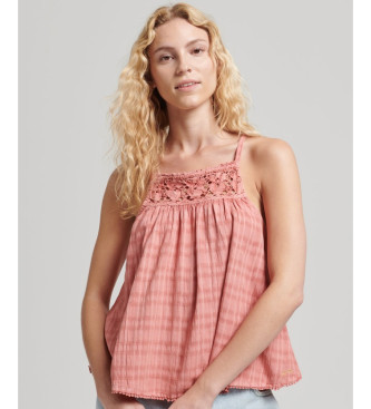 Superdry Vintage roze tanktop met halternek