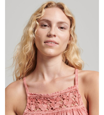 Superdry Vintage pinkes Tank-Top mit Neckholder-Ausschnitt