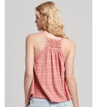 Superdry Camiseta de tirantes con escote halter Vintage rosa