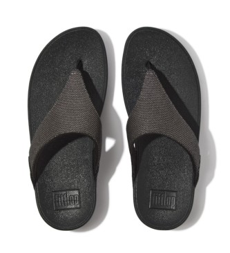 Fitflop Glitz-Canvas leren sandalen zwart