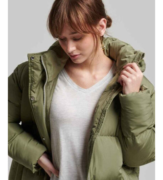 Superdry Quilted long coat with hood green