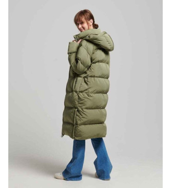 Superdry Quilted long coat with hood green